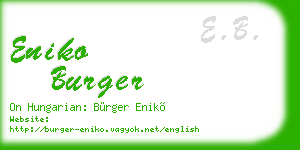 eniko burger business card