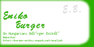 eniko burger business card